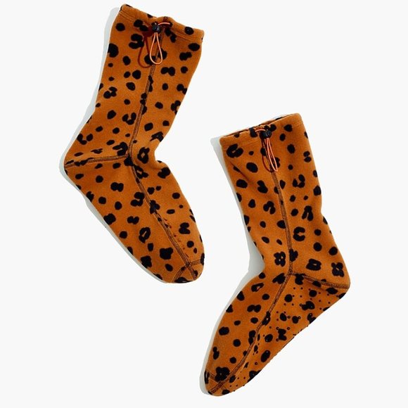 Madewell Accessories - Madewell Leopard Print Slipper Socks w Ankle Drawstring - Never Worn